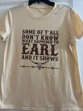 Cool Cream Graphic Tee with Brown Western Print